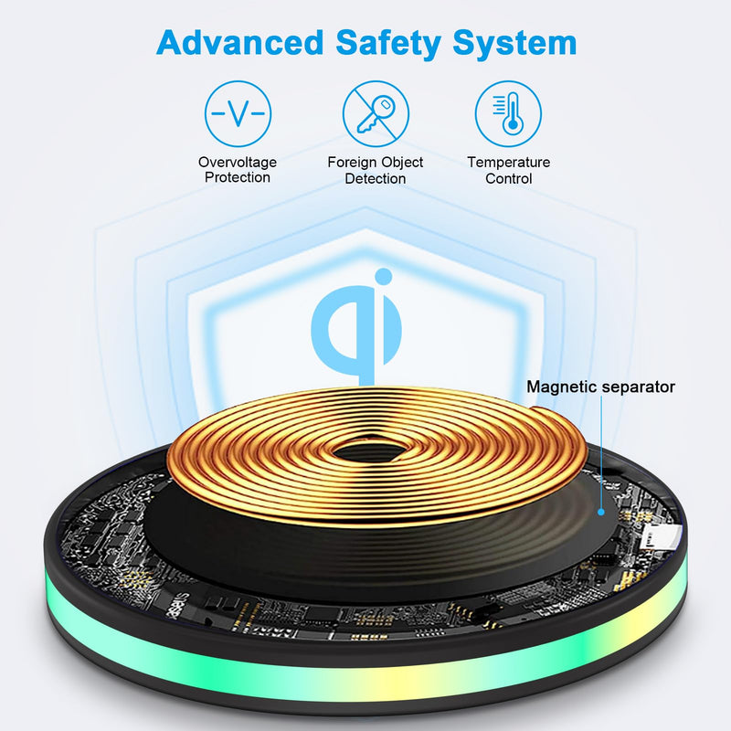 [Australia - AusPower] - 15W Samsung Wireless Charger Fast Charging for Samsung Galaxy S24 S23 Ultra S22+ S21 S20 FE S10 S9, Wireless Charger Pad Phone Charging Station for iPhone 15 14 13 12 11, Google Pixel 8 Pro 7a 6 Pro 1-Pack Black 
