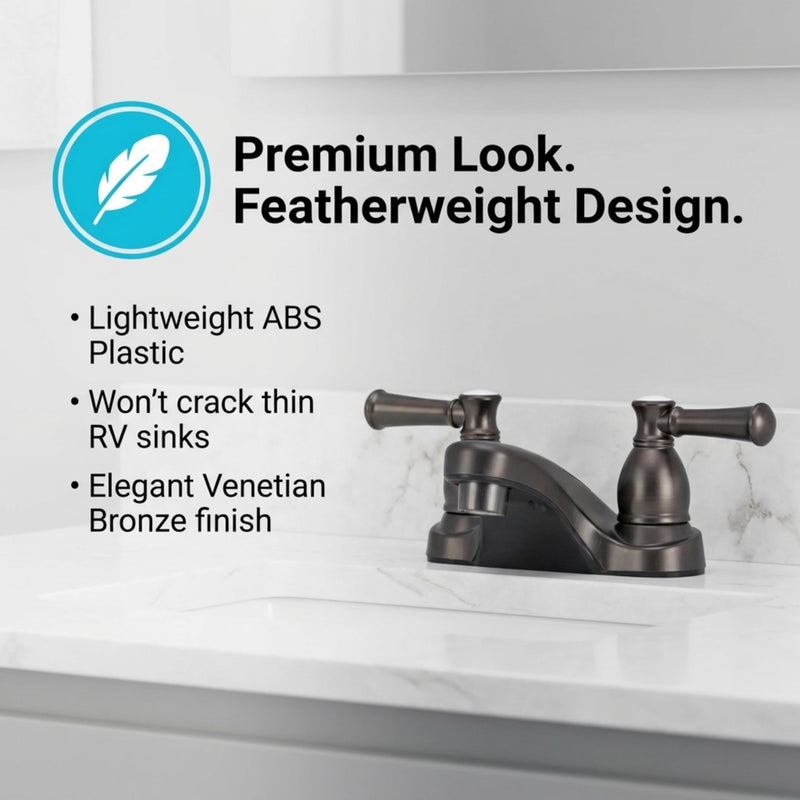 Dura Faucet DF-PL700L-VB RV Two Handle Bathroom Faucet (Venetian Bronze) | RV two handle bathroom sink faucet for campers, trailers, and motorhomes. Classic Hot/Cold Levers Venetian Bronze