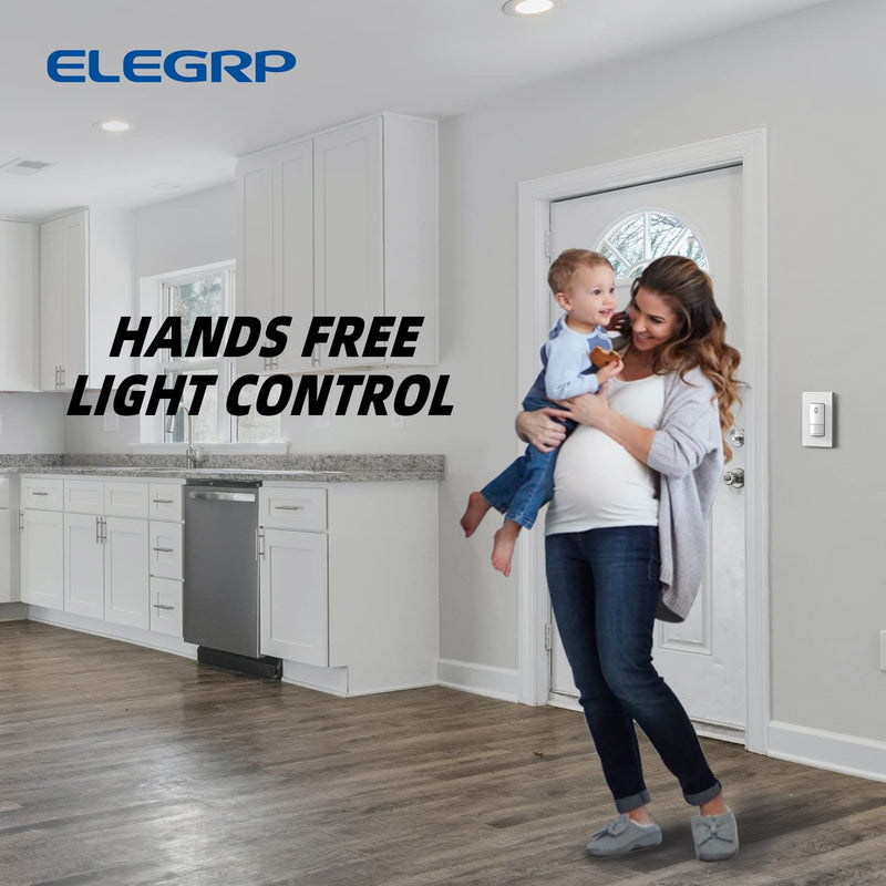 [Australia - AusPower] - ELEGRP Single Pole Occupancy Motion Sensor Light Switch, PIR Infrared Motion Activated Switch, Need Grounding Wire, No Neutral Wire, for CFL/LED/Incandescent, with Plate, UL(2 Pack, Matte White) 2 Pack 
