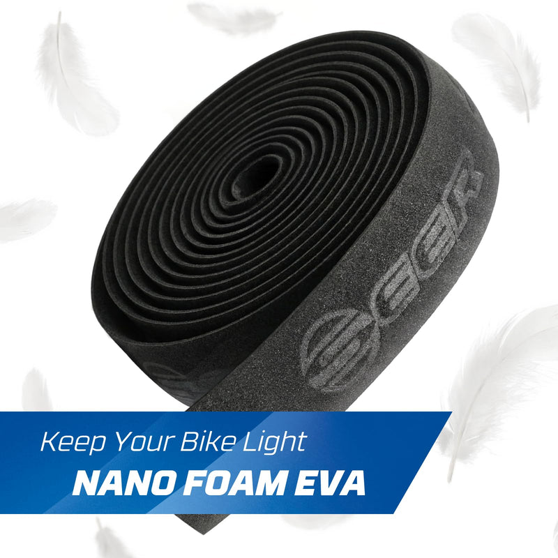 SEER Ultra Light 19g (.6oz) Bike Bar Tape – Nano Foam EVA Handlebar Tape, Lightweight Comfort Grip, UV & Water Resistant, Full Kit with 2 Rolls, Bar Plugs & Finish Strips (White) WHITE
