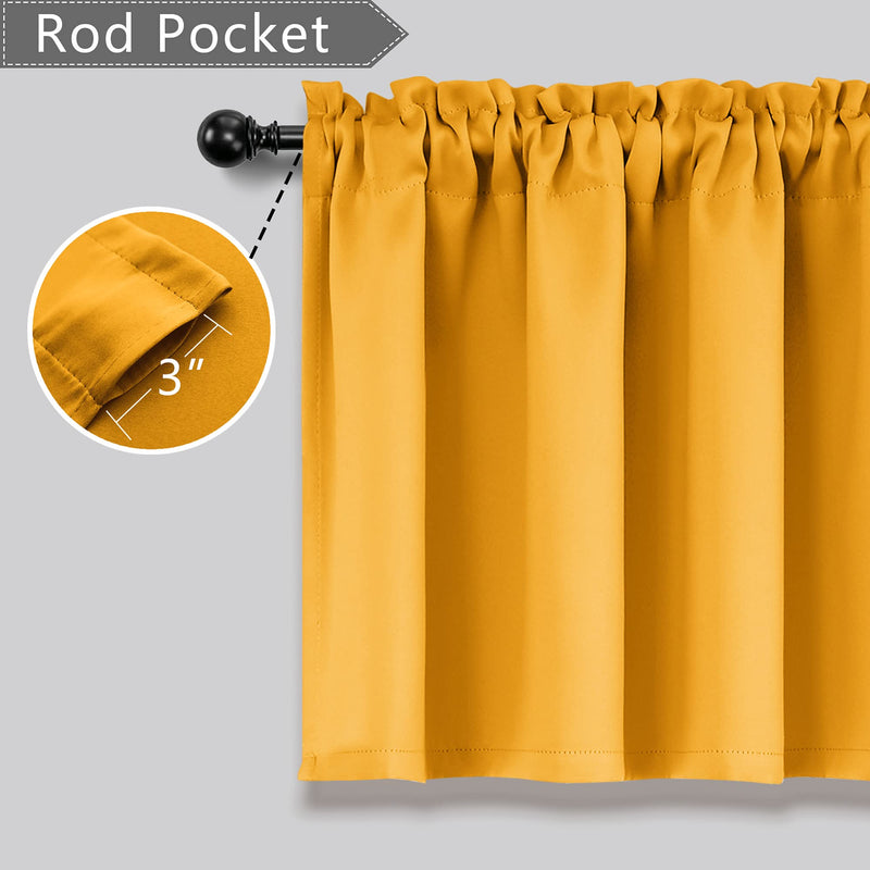 [Australia - AusPower] - Yellow Valances for Windows Rod Pocket Mustard Curtains for Kitchen Bathroom Living Room 36x16 Inches Long Yellow 
