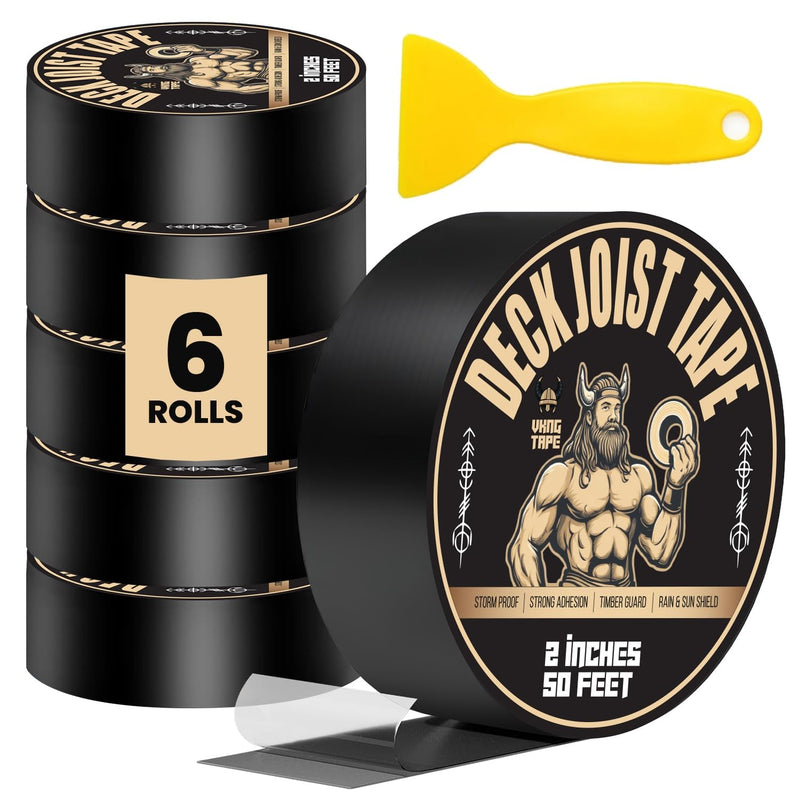 Viking Tape Deck Joist Butyl Tape – Waterproof Joist Protection, 2 Inches x 50 Feet, Strong Adhesion and Timber Guard for Outdoor Deck Builds (6) 6