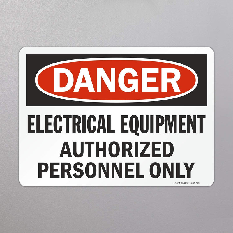 SmartSign - U9-1488-ND_10x14 "Danger - Electrical Equipment, Authorized Personnel Only" Label | 10" x 14" Laminated Vinyl Black/Red on White