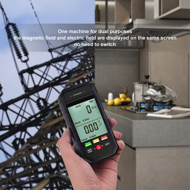 [Australia - AusPower] - EMF Meter, Electromagnetic Field Radiation detector with Digital LCD Backlit Display Automatic Alarm, Handheld EMF Tester for Home Office EMF Inspections 