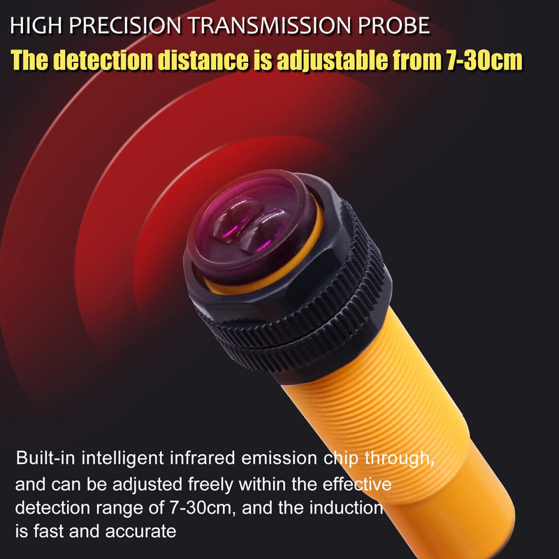 [Australia - AusPower] - Taiss photoelectric Sensor 30cm Adjustable M18 Diffuse Reflection photoelectric Switch Sensor Optical Three Lines PNP NO（Normally Open）Proximity Switch 6-36VDC E3F-DS30P1 