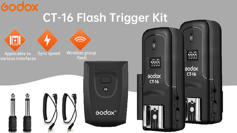 Godox CT-16 Wireless Radio Flash Trigger Receiver Kit,Fit Compatible for Canon Nikon Pentax DSLR Camera Studio 3 in 1 Flash Transmitter and Receiver