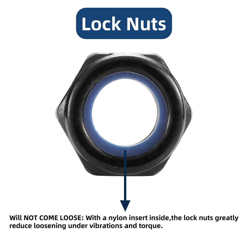 [Australia - AusPower] - M6 x 1.0mm Nylon Insert Hex Lock Nuts 50Pcs 304 Stainless Steel Locknuts, Hex Drive, Black Oxide by SG TZH M6 50 