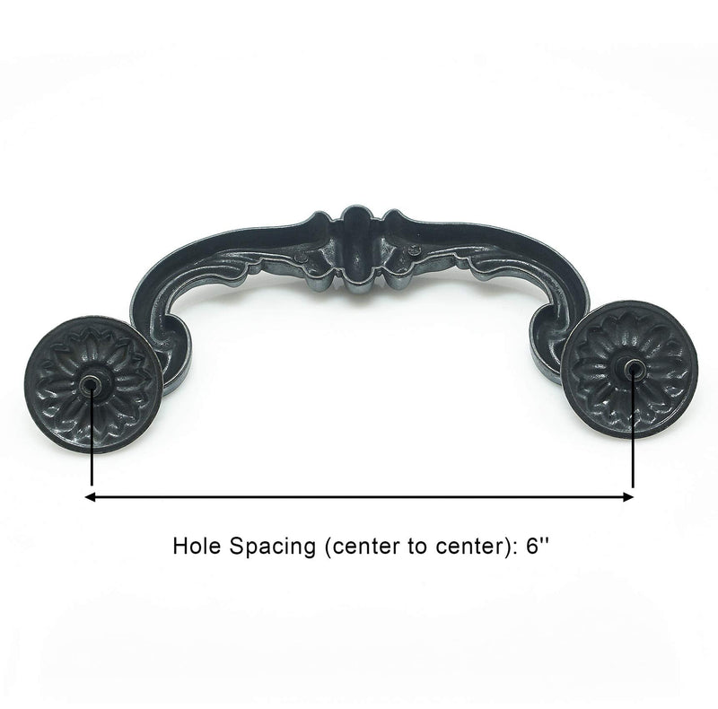 6" Vintage Drop Bail Dresser Drawer Handle Rustic Antique Black Drawer Pulls Kitchen 6inch Cabinet Pull Handle Hardware 150 mm (4) 4