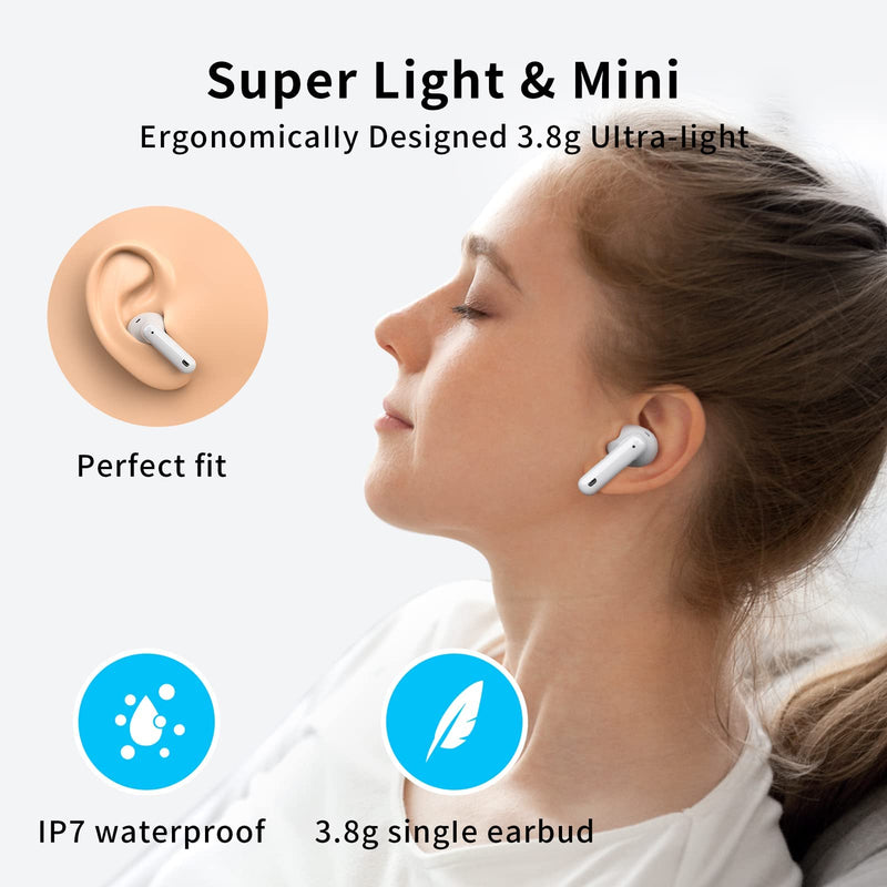 [Australia - AusPower] - A40 Pro Wireless Earbuds, 50Hrs Playtime Bluetooth Earbuds Built in Noise Cancellation Mic with Charging Case, Bluetooth Headphones with Stereo Sound, IPX7 Waterproof Ear Buds for iPhone 