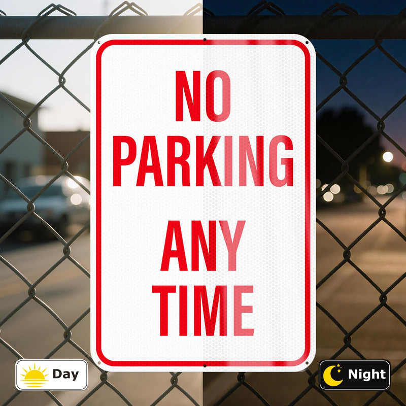 18" × 12" No Parking Anytime Sign Reflective Aluminum 2 Pack Rust Free Metal No Parking Signs for Driveway Business Garage Outdoor Red 12*18 No Parking