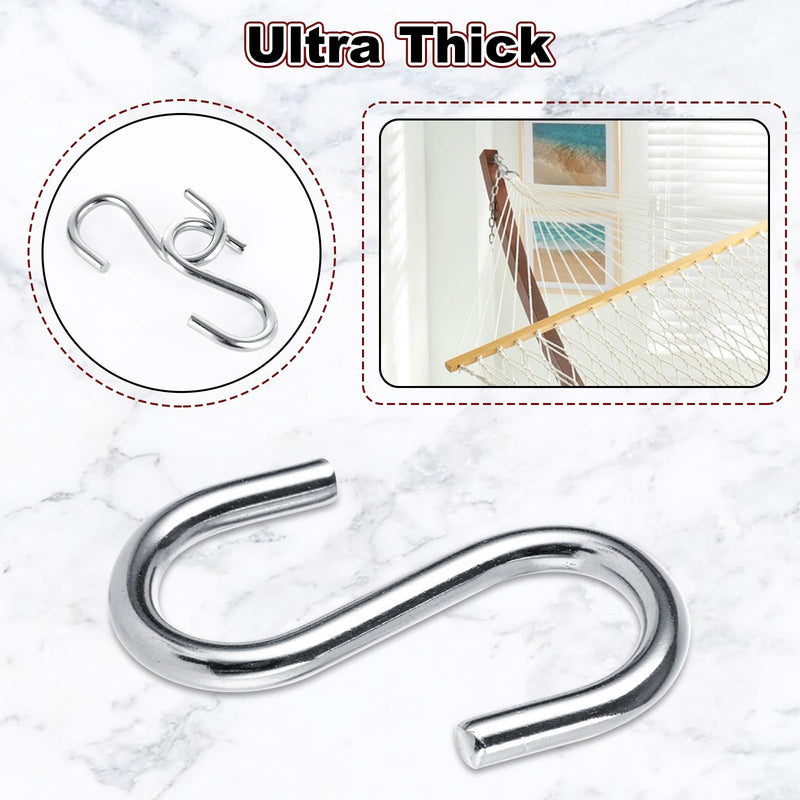 [Australia - AusPower] - LANIAKEA 50PCS Stainless Steel S Hooks - 2 in 304 Stainless Steel S Shaped Hook Hangers, Heavy Duty Thick S Hanging Hooks for Products or Items, Chain Hardware 
