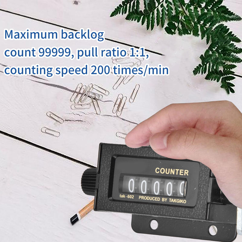 [Australia - AusPower] - Bale Counter,5 Digit Mechanical Counter,Rotary Knob Resettable Counter Black with Spring for Machine for Industry for Printing 