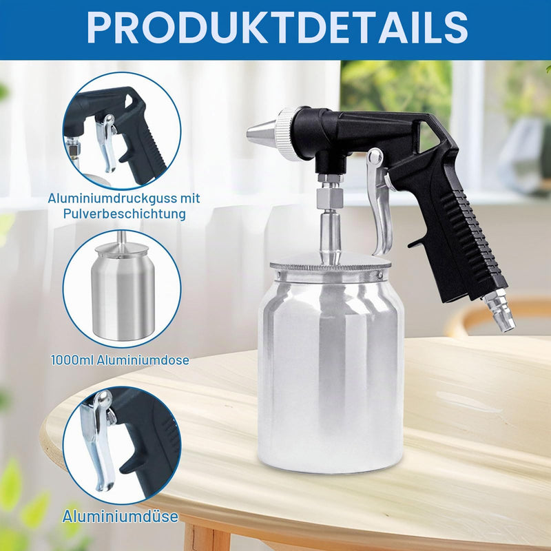Sand Blaster Gun Compressed Air Working Pressure 6.5-8 Bar Sand Blaster Air Requirement 198 L/min, Sand Blaster, Jet Gun Suitable for Polishing, Rust Removal, Cleaning of Contaminants