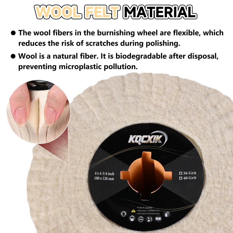 4.8" x 4" Wool Felt Surface Conditioning Tool, Wire Drawing Wheel for Burnishing Machines, High-Precision Abrasive Buffing Drum for Metal, Jewelry, Glass