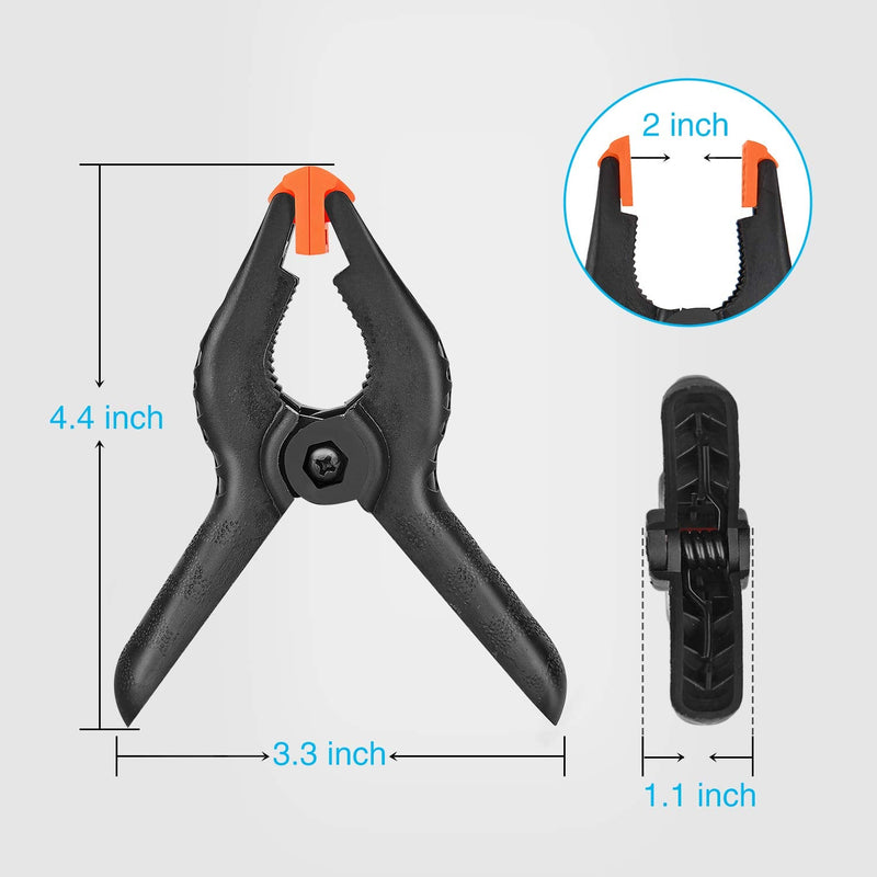 [Australia - AusPower] - Yesker Backdrop Spring Clamps - 8 Pack, 4.4 inch Nylon Heavy Duty Clips for Background Stand, Photo Studio, Photography, Chromakey Screen, Wood Working 8pcs 