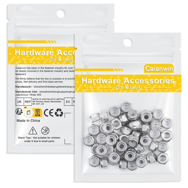[Australia - AusPower] - 50Pcs #8-32 Nylon Insert Hex Lock Nuts A2 304 Stainless Steel Self Locking Nuts for Industrial Construction Fasteners 50 