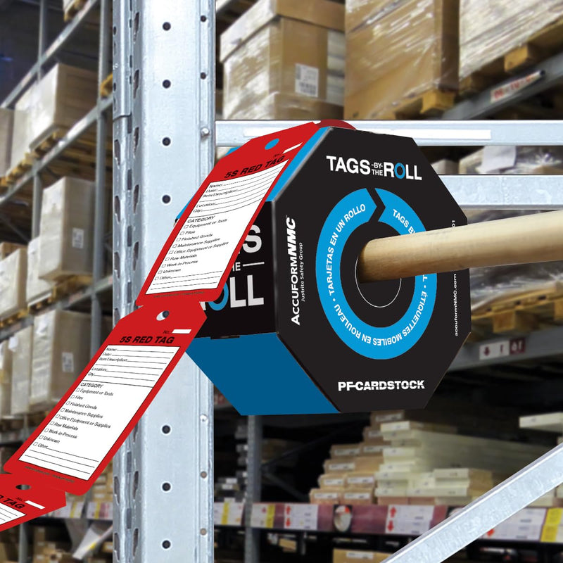 [Australia - AusPower] - 100 Tags by-The-Roll, 5S Red Tag, US Made OSHA Compliant Tags, Waterproof PF-Cardstock, Resists Tears, 6.25"x3", TAR162 100 Tags 