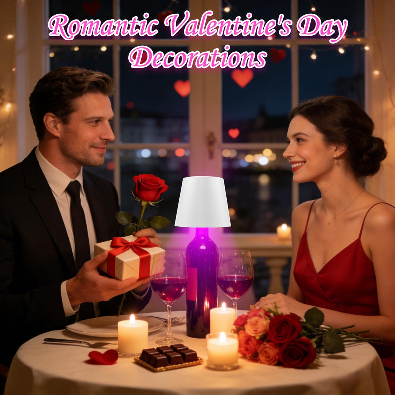 Wireless Bottle Lamp with Remote Control, Rechargeable RGB Wine Bottle with 3Modes Light Dimming, Waterproof Touch Lamp Head for Room, Bar, Restaurant and Party Decorations(RGB White) RGB White