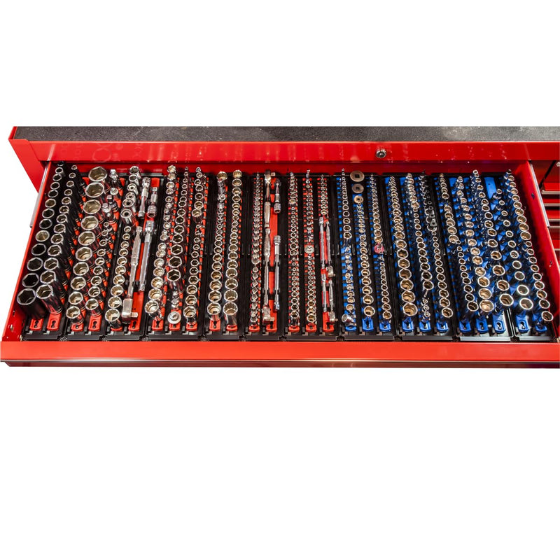 Ernst Manufacturing 8468HV 13-Inch Socket Boss, Premium 2-Rail 3/8-Inch-Drive Socket Organizer Rails for Toolbox, High Visibility - Made in the USA