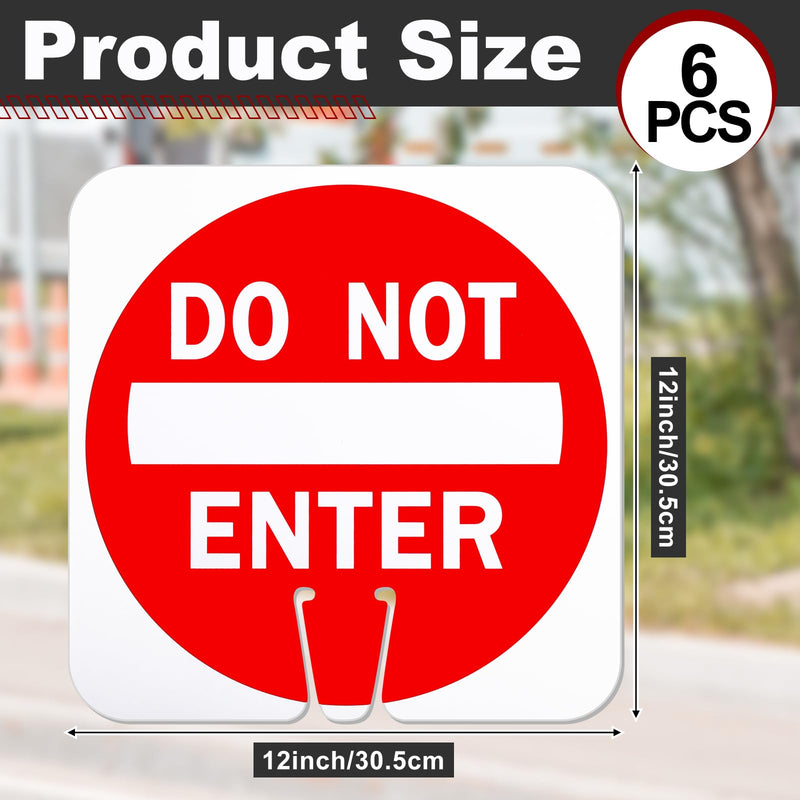Geetery 6 Pcs Do Not Enter Cone Traffic Sign 12 x 12 Inches Warning Sign Red and White Double Sided for Street Road Barricade Outdoor Weather Resistant Construction