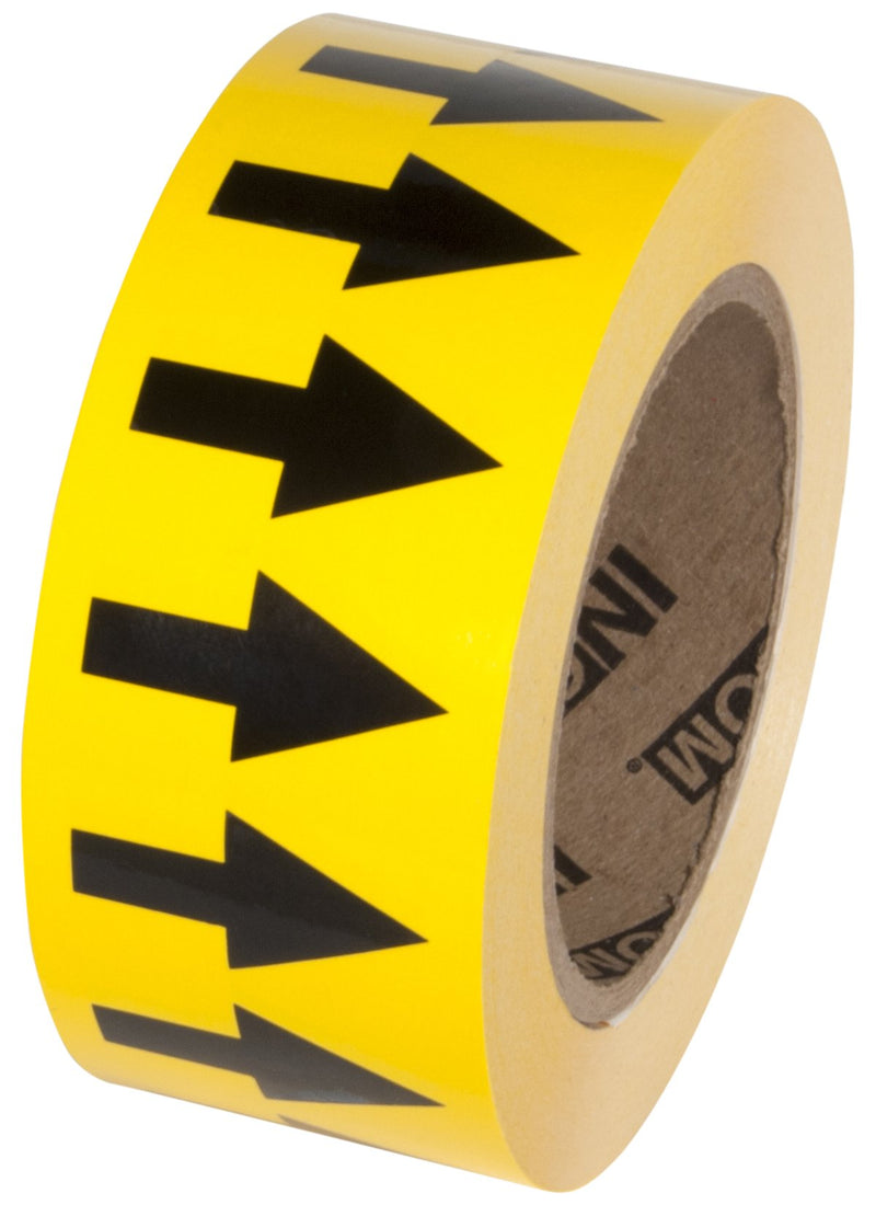 INCOM Manufacturing Directional Pipe Flow Arrow Adhesive Tape, Pipe Identification Marking, Removable Backing Liner, Yellow/Black, 2 Inch x 108 ft, PMA255 Yellow / Black 2" x 108'