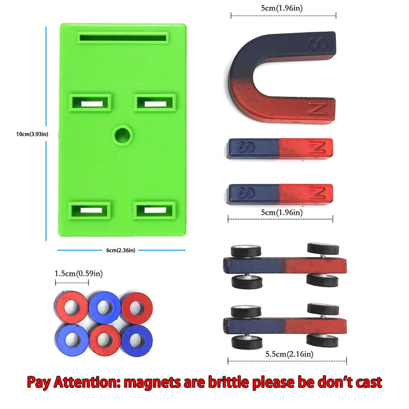 [Australia - AusPower] - EUDAX Labs Junior Science N/S Magnet Set for Education Science Experiment Tools Icluding Bar/Ring/Horseshoe/Compass Magnets 