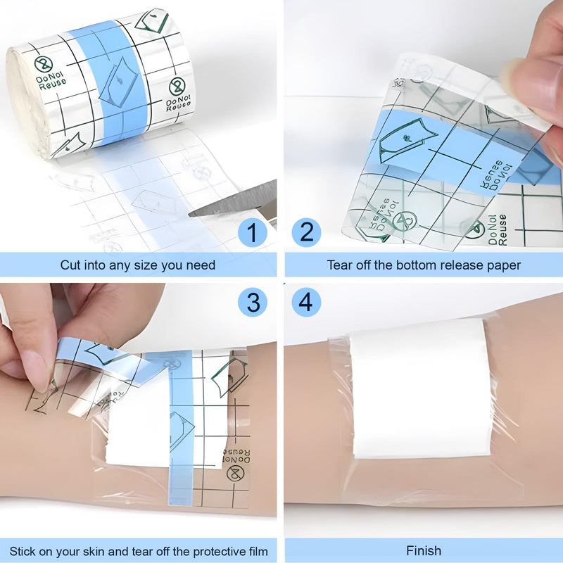 Waterproof Bandages Transparent Film Dressing, 2 Inch x 10.94 Yard - Second Skin Healing Protective, Clear Adhesive Bandages Shower Shield Dressing Tape for Tattoos Aftercare Swimming