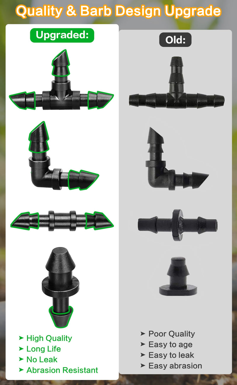 [Australia - AusPower] - 1/4 Inch Drip Irrigation Fittings Kit, 130 Pieces Drip Irrigation Parts for 1/4" Irrigation Tubing for Garden Lawn, Drip Line Barbed Connectors - 60 Couplings, 40 Tees, 20 Elbows, 10 End Plugs 4/7mm Drip Fittings Set-130P 