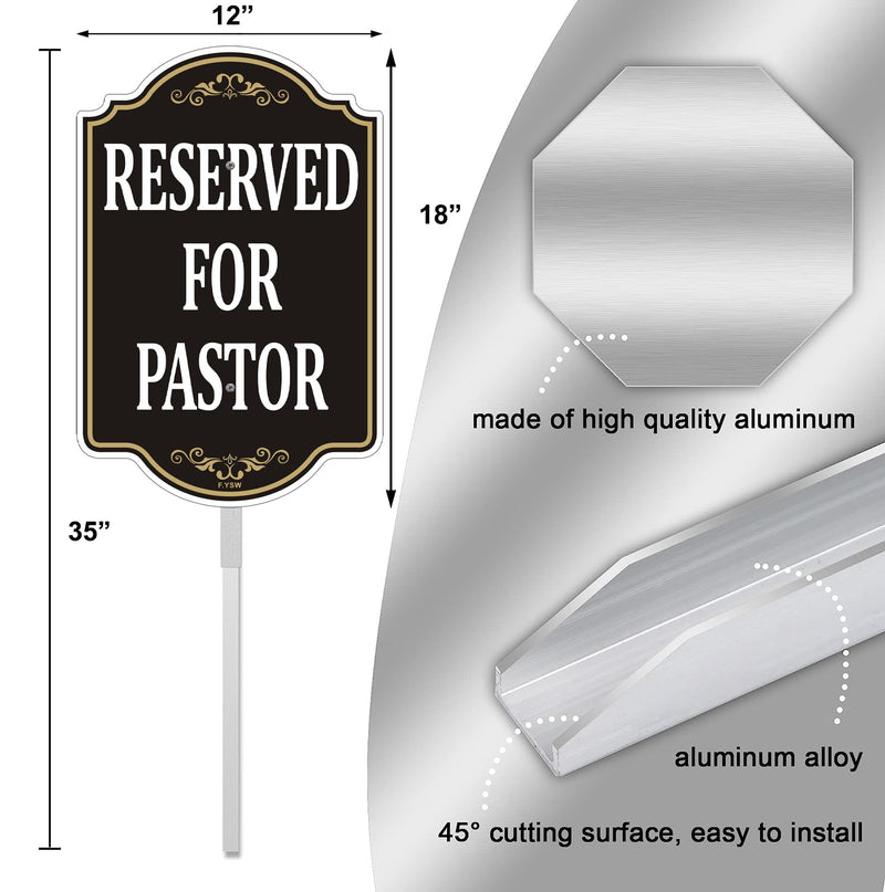 Reserved for Pastor Only Sign Church Parking 18" x 12" With 35" Long Metal Office Property Driveway Traffic Stake With Stand Aluminum Outdoor Use Yard Street House Home Business