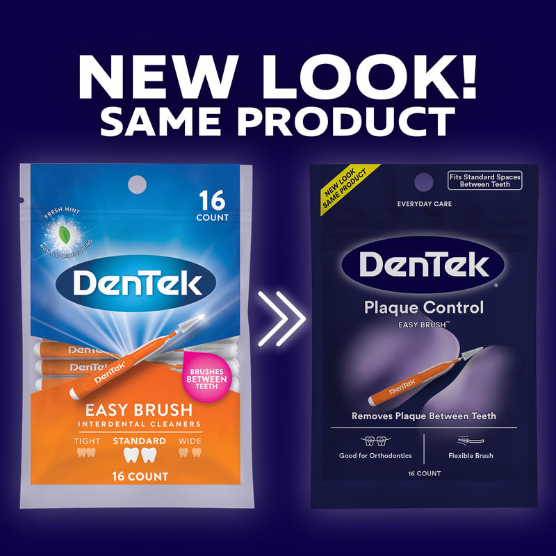 [Australia - AusPower] - DenTek Easy Brush Advanced Clean Interdental Cleaners, Standard, 16 Count, 6 Pack 16 Count (Pack of 6) 