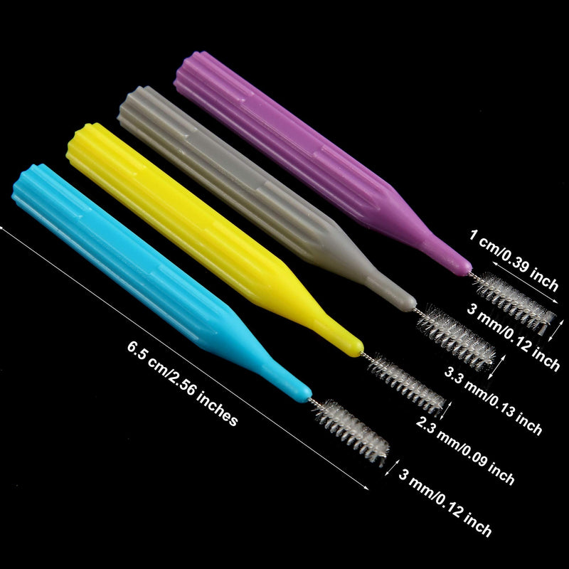 [Australia - AusPower] - 100 Pieces Braces Brush for Cleaner Interdental Brush Toothpick Dental Flossing Head Oral Hygiene Flosser Tooth Cleaning Tool (Light Blue, Yellow, Gray, Purple) Light Blue, Yellow, Gray, Purple 