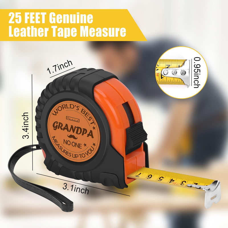 [Australia - AusPower] - Grandpa Father's Dad Gifts, Gifts for PAPA from Daughter Son, Genuine Leather Engraved 25 FT Tape Measure Tool Gifts for Men Grandpa 