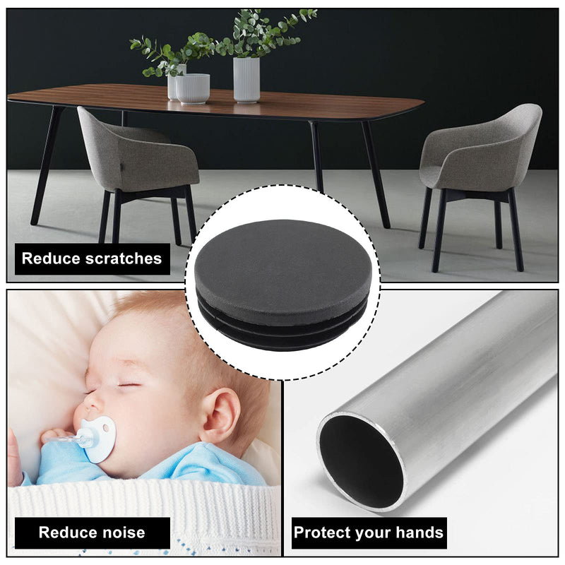 [Australia - AusPower] - 4 Pack 3 Inch Round Plastic Plugs, Durable Plastic Round End Caps, Black Round Tubing Plug, Pipe Tubing End Cap for Chair Table Stool Leg 3 Inch, 4 Pack 