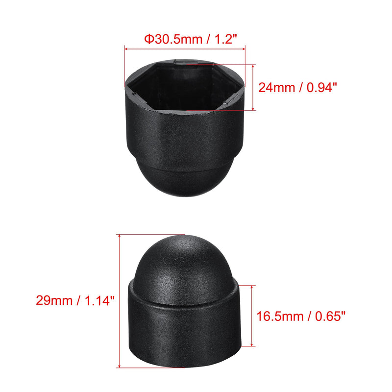 [Australia - AusPower] - uxcell Plastic Dome Nut Protection Cap Covers, M16 Nut Cover Black 20pcs 