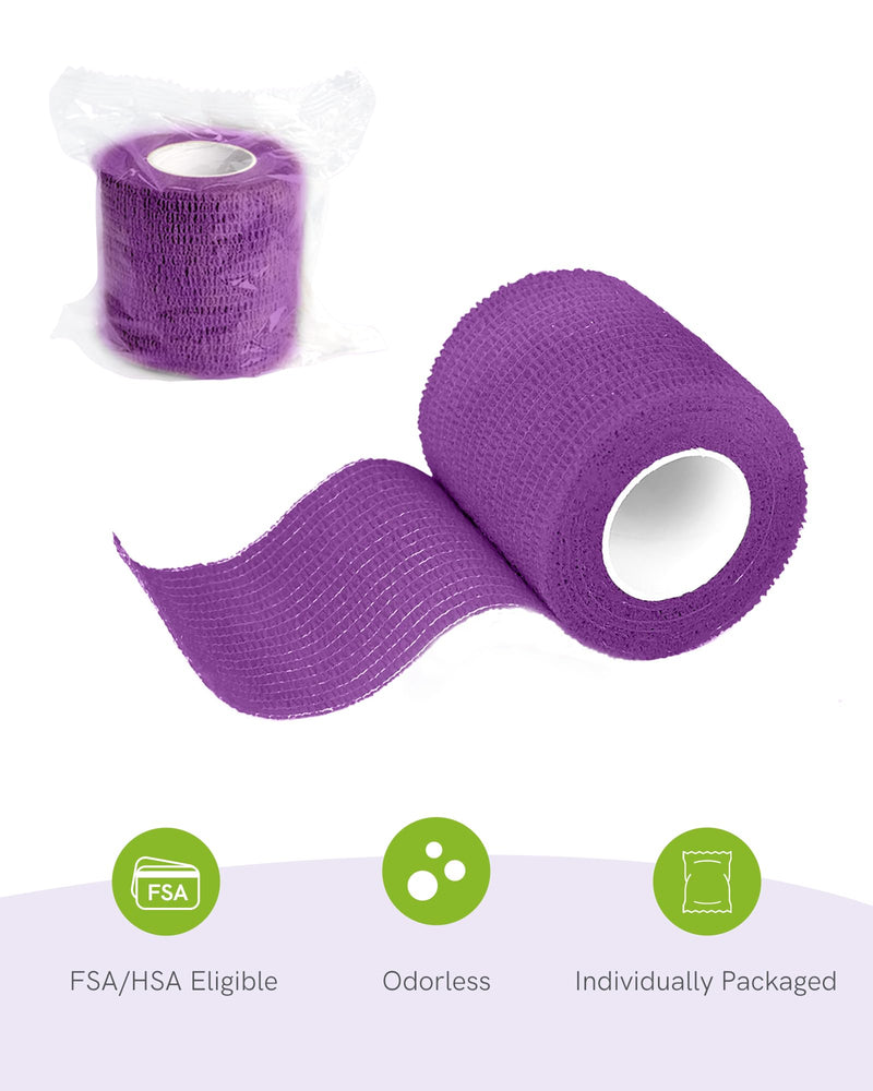 FriCARE Self Adhesive Bandage Wrap, Medical Tape in First Aid Kit, Cohesive Bandages for Wounds Sport Vet, 2 inches X 5 Yards 6 Rolls, Lagoon Breeze 6 Count (Pack of 1)