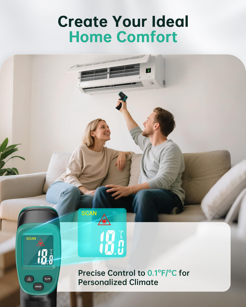 [Australia - AusPower] - ERICKHILL ROOKMAX Infrared Thermometer Gun, Non-Contact Laser, Adjustable Emissivity, Color LCD, -58°F to 1472°F (-50°C to 800°C), for HVAC, Cooking & BBQ, Automotive, Freezer - Dark Green 