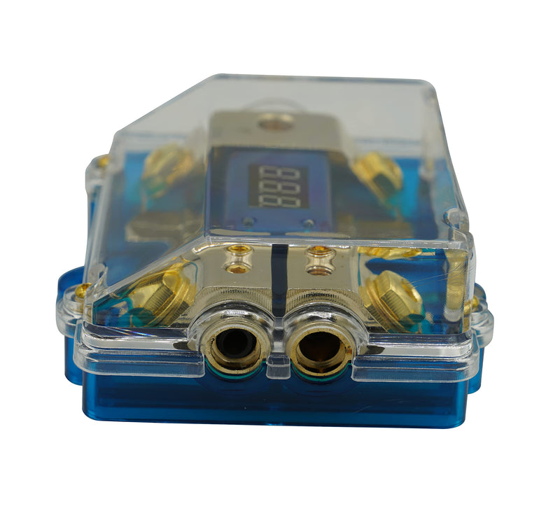 300A ANL Dual Digital Gold Plated ANL Distribution Block 0-4 Ga Fuse Holder 12-24V Input Voltage Display