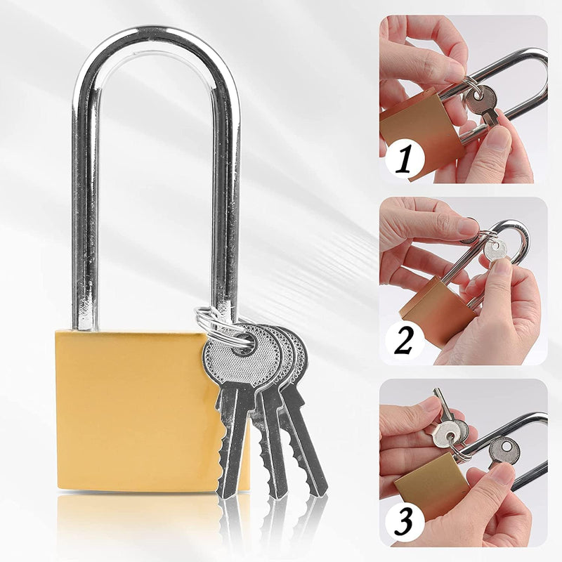 [Australia - AusPower] - Key Locks, Shackle Length 2.63in, Long Shackle Padlocks with Keys, Gym Locker Padlocks, High Security Padlock, for Indoor, Gate, Garage 1Pack 2.63in 