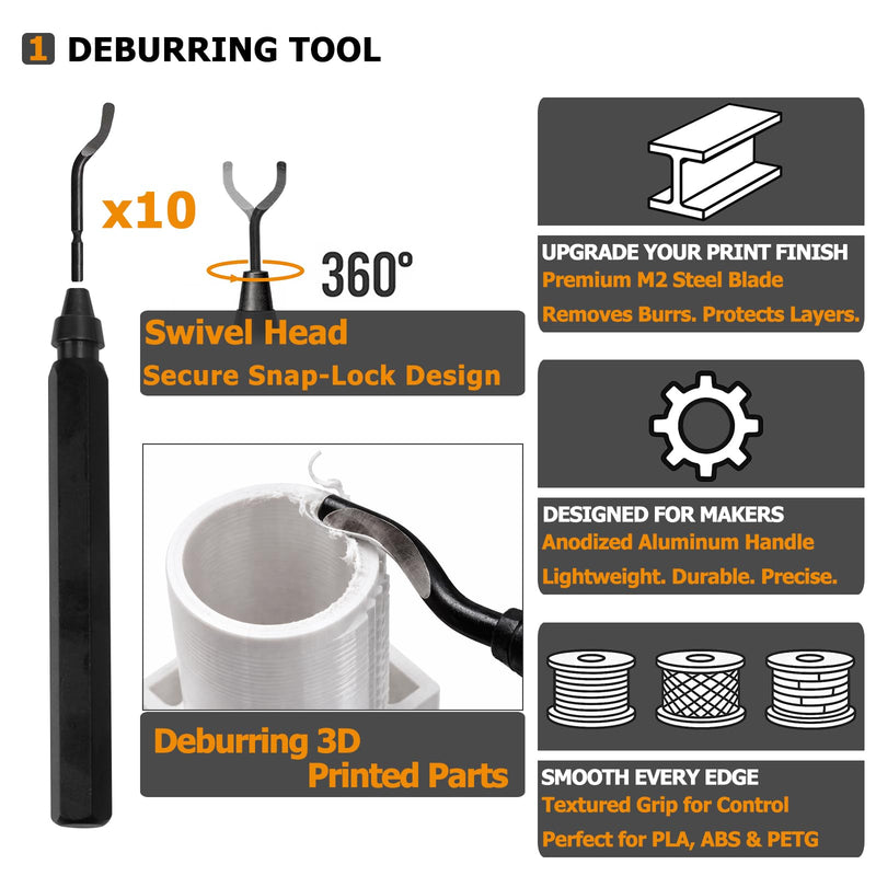 [Australia - AusPower] - 3D Printer Tools Kit, 49 PCS 3D Printer Accessories & Cleaning Kit for All FDM/SLA Printers with Nozzle Cleaner, Scraper, 5 Types Files, Brushes, Wire Cutter, Engraving Knife, Deburring Tool 
