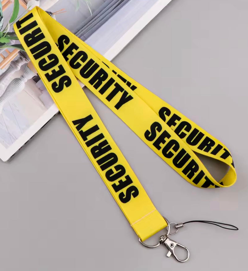 Security Personnel Professional Safety Bodyguard Body Guard Police Officer Yellow Tape Protect Protection Services Hostage Secure Safe Office 17.7" Neck Lanyard Keychain Holder ID Badge Strap