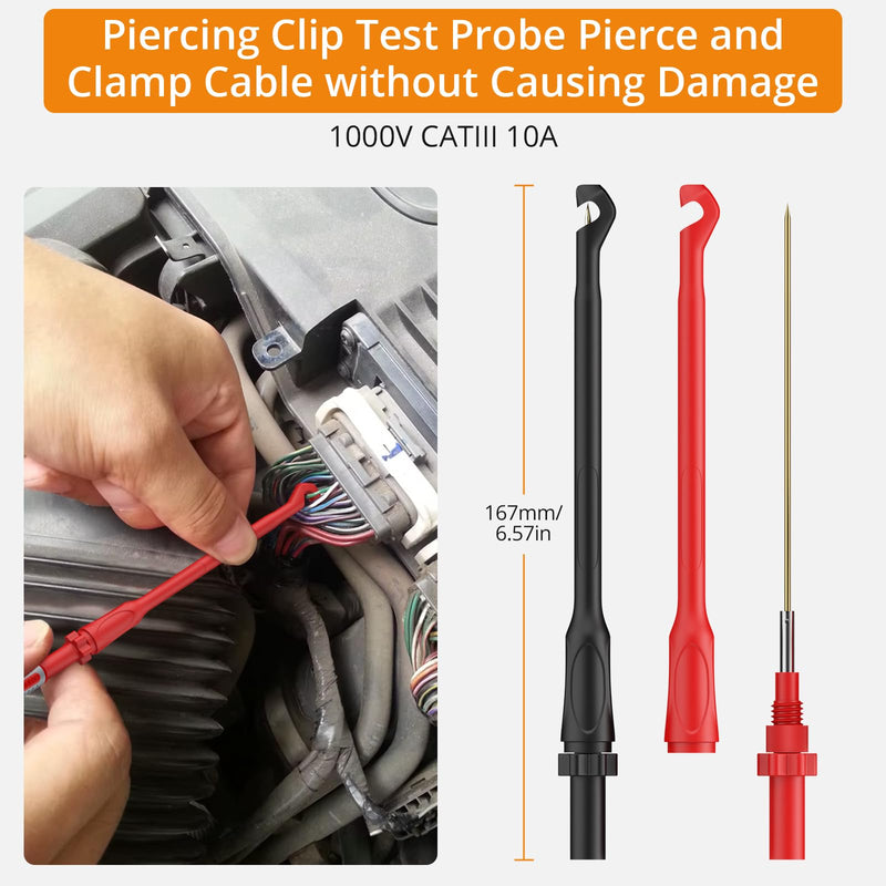 [Australia - AusPower] - Neoteck Automotive Diagnostic Kit: Auto Ranging Digital Multimeter & 17PCS Wire Piercing Test Leads with Continuity, Diode Test, Gold-Plated Probes, 4mm Plugs 
