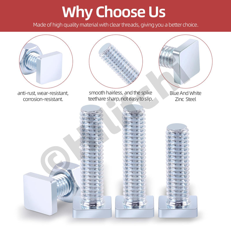 [Australia - AusPower] - Hilitchi Square Head Bolt Fully Thread Carbon Steel Square Machine Screws 