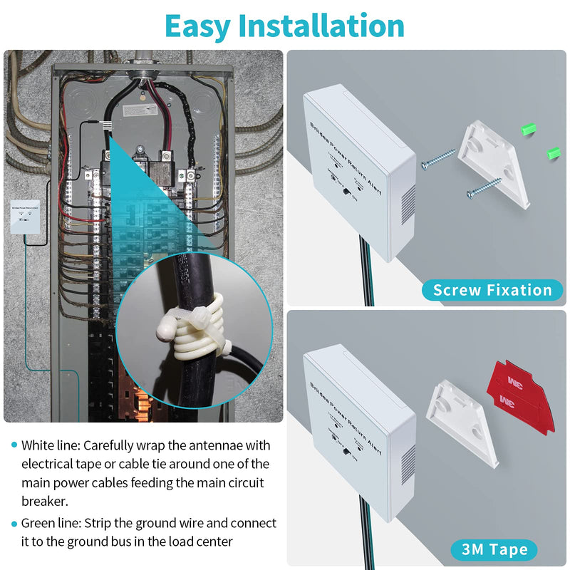 Power Return Alarm, Briidea Utility Power Back on Alert for Generator, Loud Siren with LED Indicator white