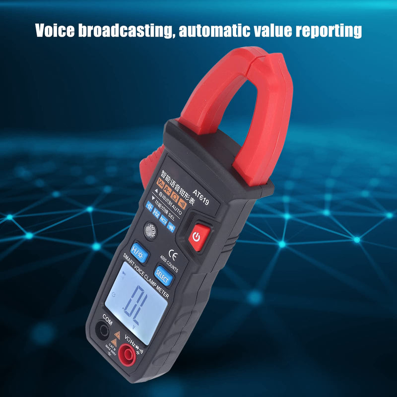 [Australia - AusPower] - Digital Clamp Meter Automatic Intelligent Voice Announcement ABS Red Multi Tester for Circuit 