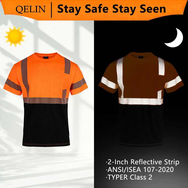 Hi Vis Shirts for Men Reflective Safety Short Sleeve ANSI Class 2 High Visibility Shirts for Construction Work 3X-Large Orange-3pcs