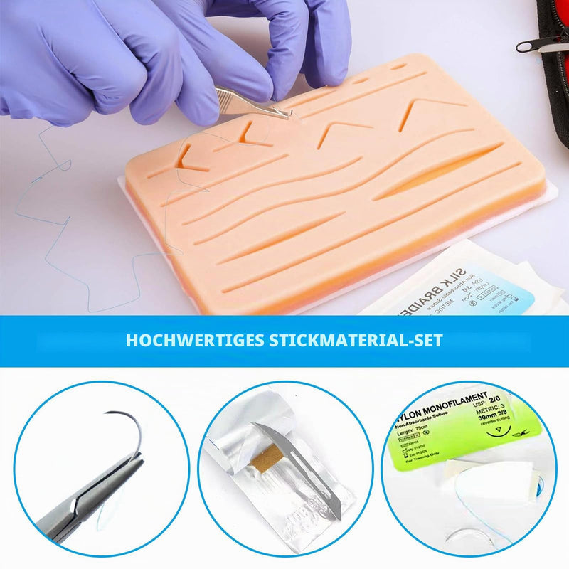 BORDEAG Suture Exercise Set, Suture Practice Kit for Medical Students, Wound Closure Training Set, Silicone Exercise Pad with Surgical Tools, Ideal for Practice and Study