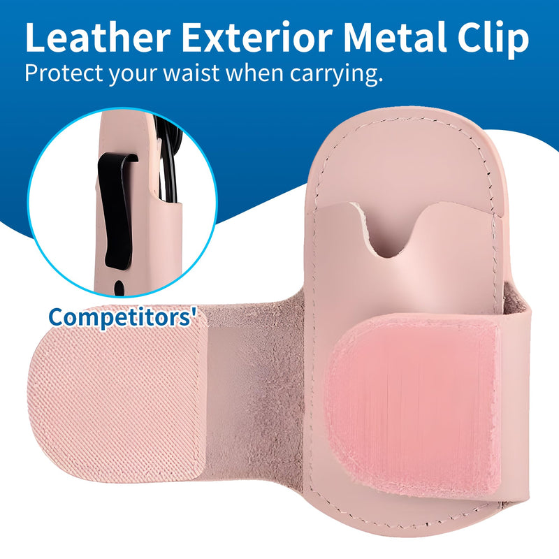 [Australia - AusPower] - PU Leather Stethoscope Holder Clip 2-Pack (Black & Pink) - Secure Hands-Free PU Leather Holster for Physicians, Nurses, EMT, Students - Fits 3M Littmann & Most Stethoscopes 
