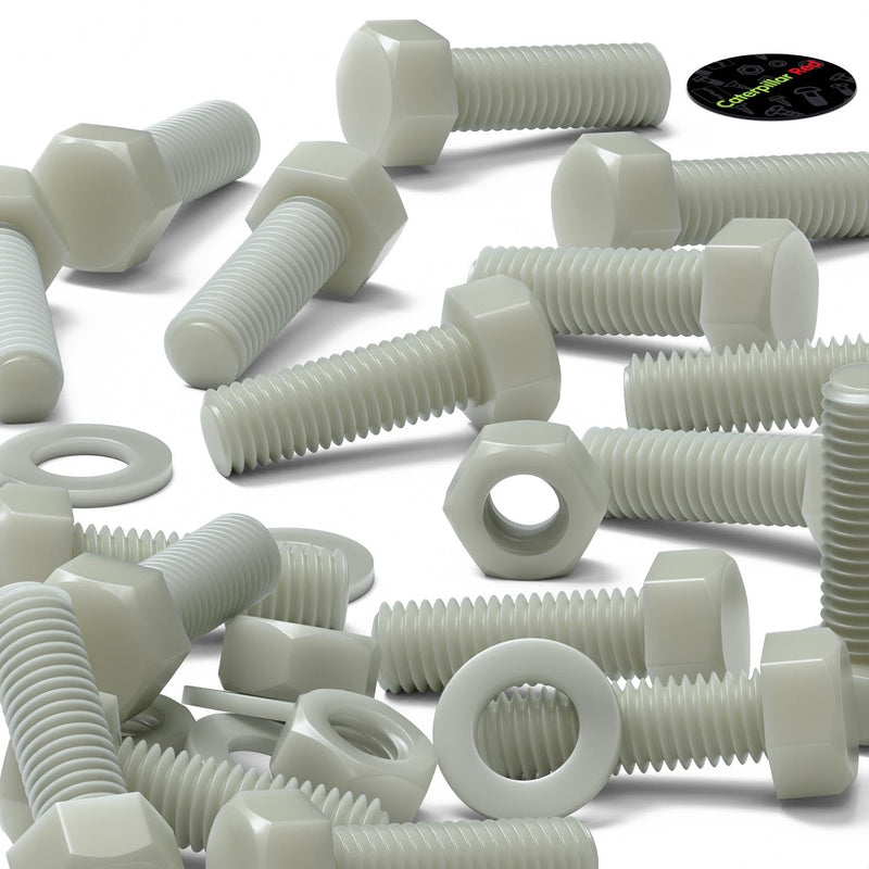 [Australia - AusPower] - 20 x Glass Filled Reinforced, Super Nylon Hex Head, M10 x 30mm, Machine Screws, Plastic Nuts and Bolts, Washers, (25/64 x 1 3/16 in) 