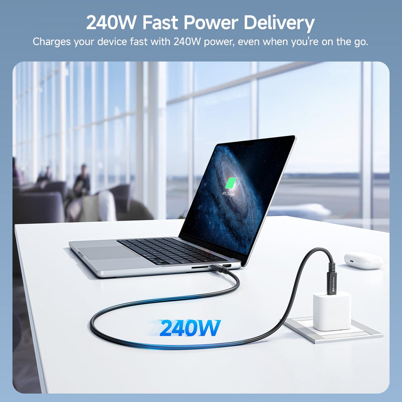 Cable Matters 20Gbps Long USB 4 Cable - 9.8ft, Supports Up to [8K@30Hz / 4K@120Hz Video, 240W Charging, 20Gbps Data Transfer] USB4 Cable Compatible with Thunderbolt 4, MacBook, XPS, Surface Pro 9.8 Feet