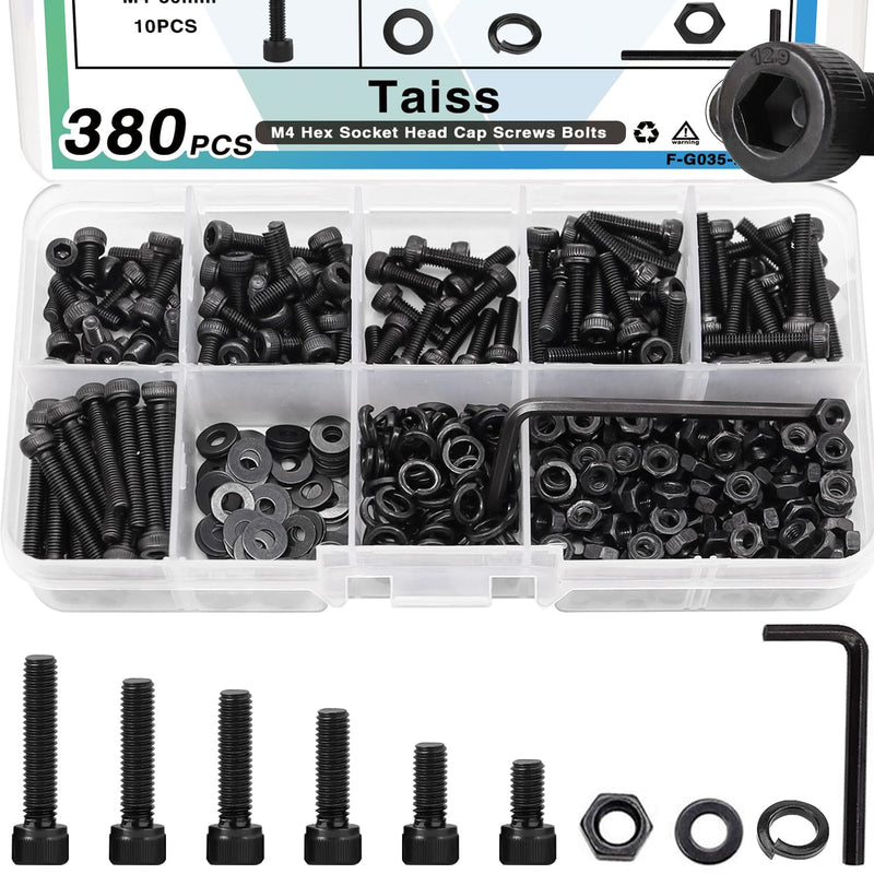 [Australia - AusPower] - Taiss 930PCS Metric Screws M2 M3 M4 x 8/12/16/20mm and Nut/Washer/Wrenches +620PCS M3 Metric Screws Assortment M3 x 6/8/10/12/16/20mm+380PCS M4 Metric Screws Assortment M4 x 6/8/12/16/20/30mm 